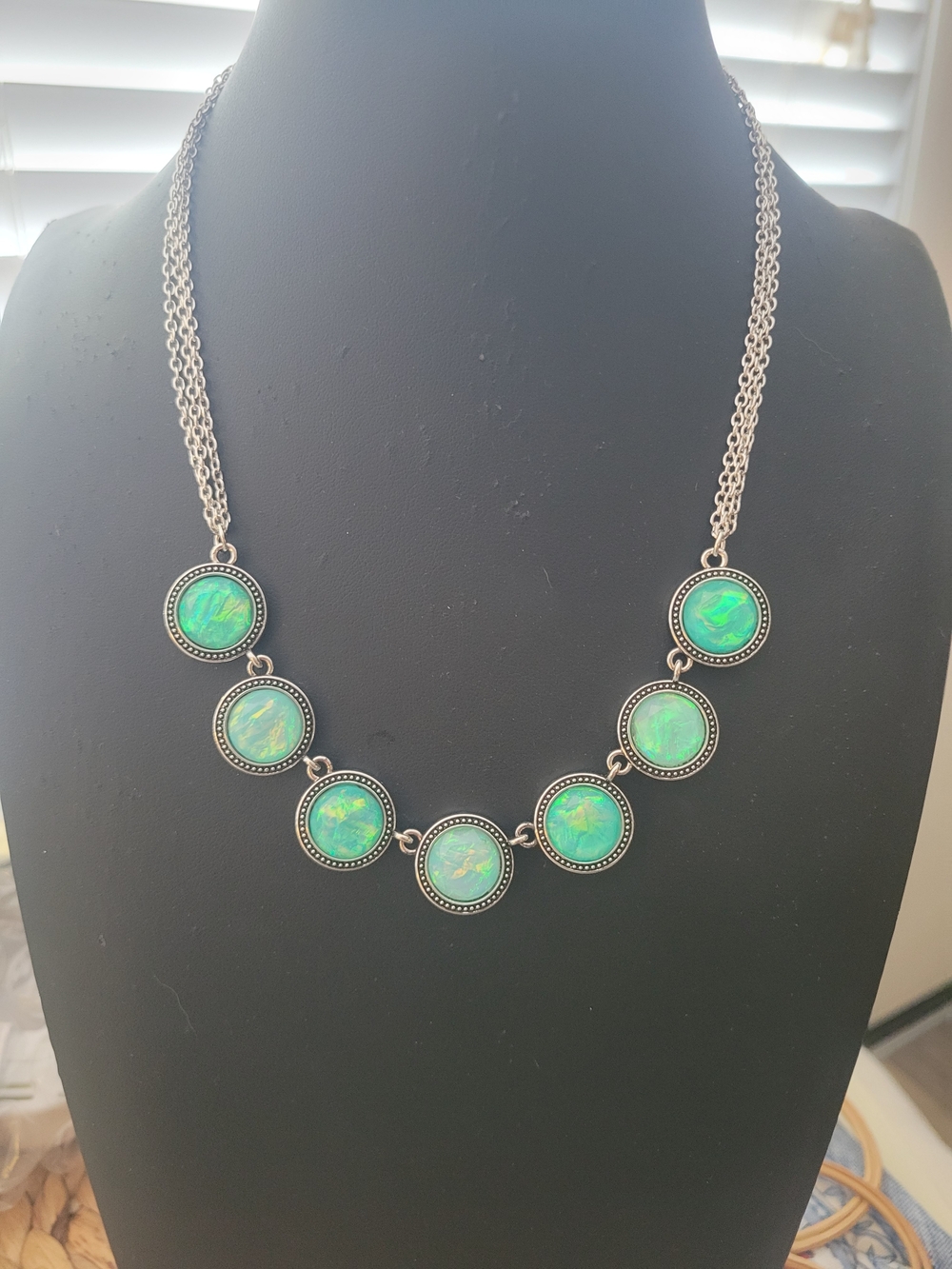 Paparazzi Reversible Green Opal Disc Pendant Necklace